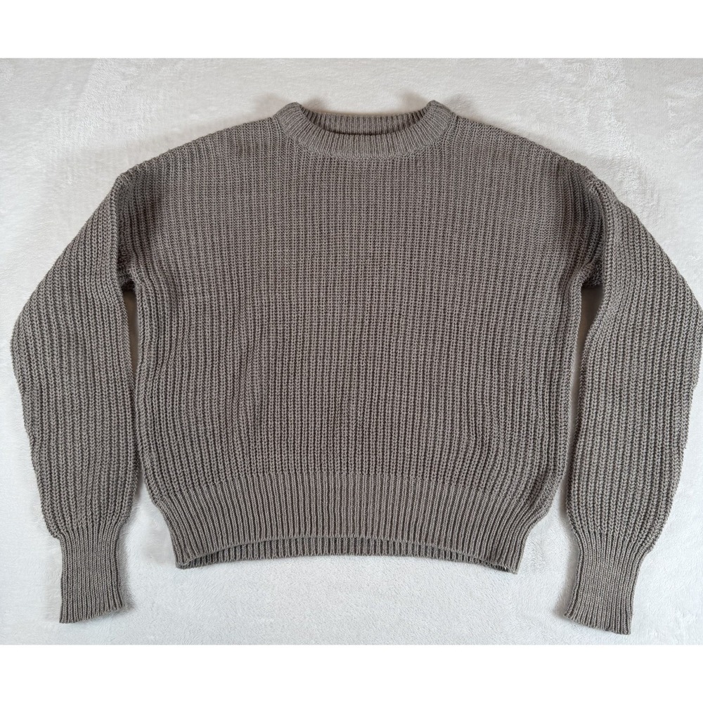 Urban Outfitters‎ Sweater Womens Sz XS Cropped Ribbed Gray Knitted Cozy Preppy